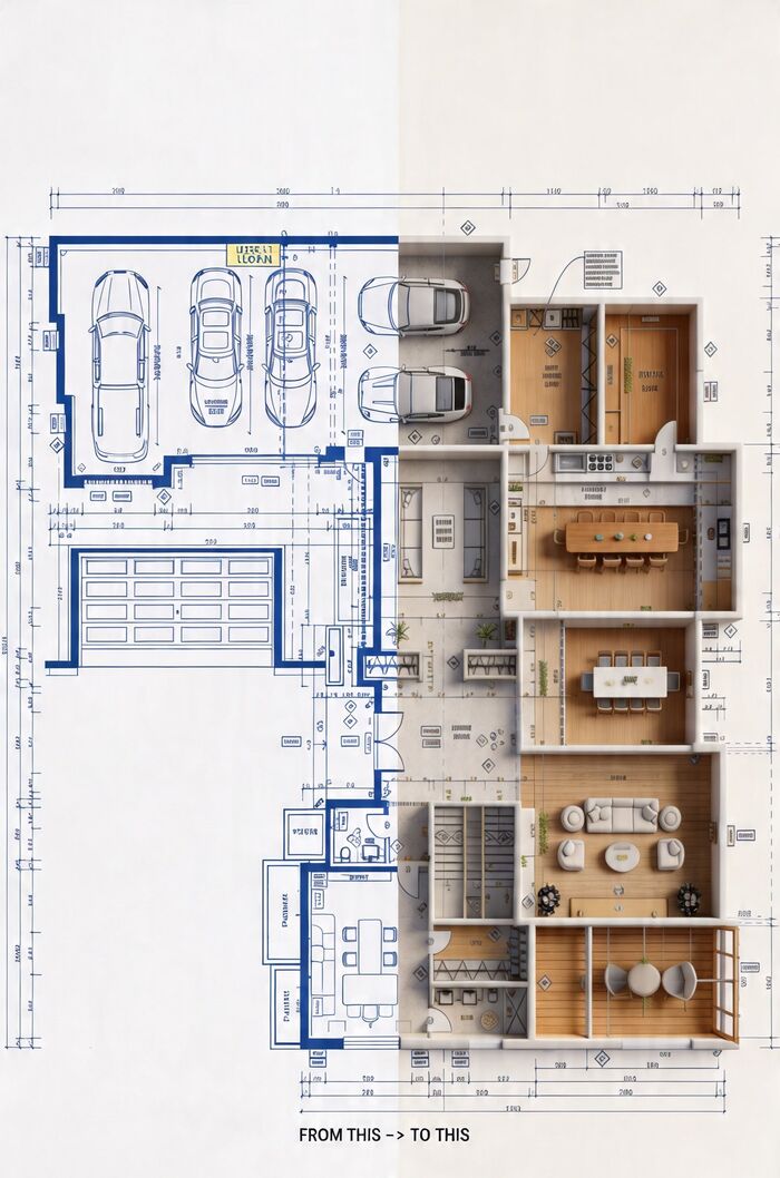 Floor plan to 3D render